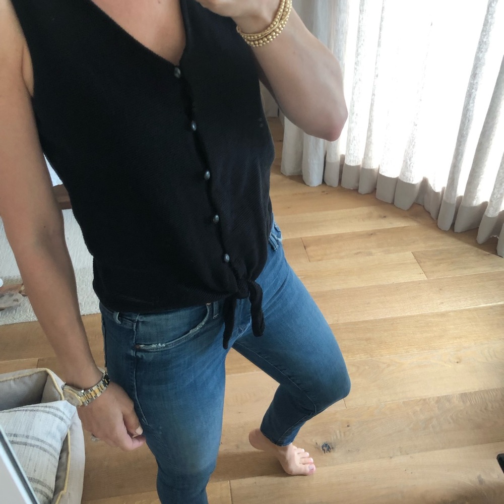 Madewell, black tank with tie, size S